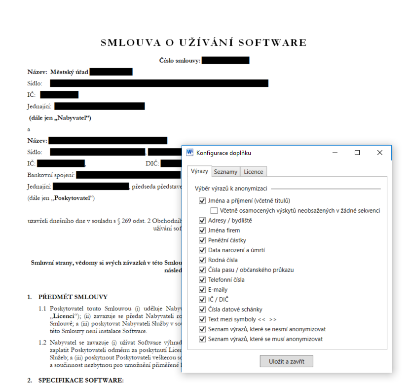 Program na automatické anonymizování dokumentů